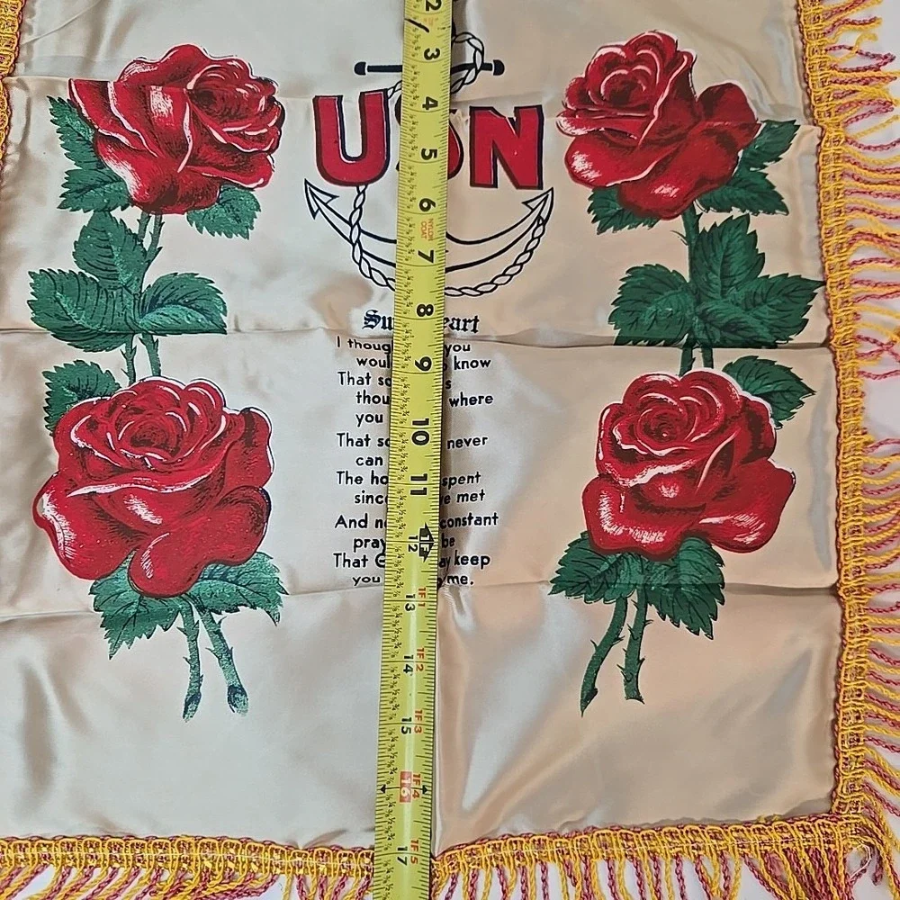 Vintage‎ WW2 U.S. Navy Mother Souvenir Silk Pillow Case